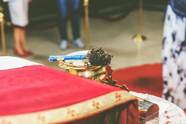 Igreja Ortodoxa Sérvia Elementos Interior Para Cerimônia Batismo — Fotografia de Stock