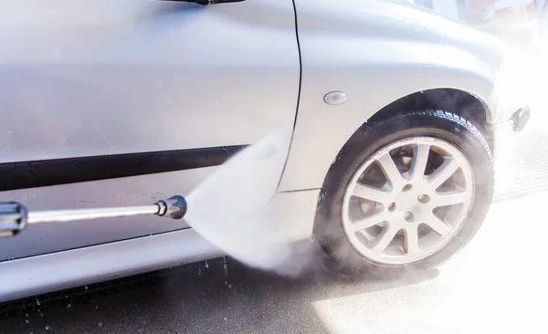 Washing Car Pressure Washer Self Service Car Wash Station — Stock Photo, Image