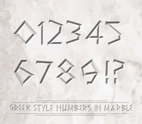 Ancient Greek Digits Chiseled Marble Can Placed Different Backgrounds — Stock Vector