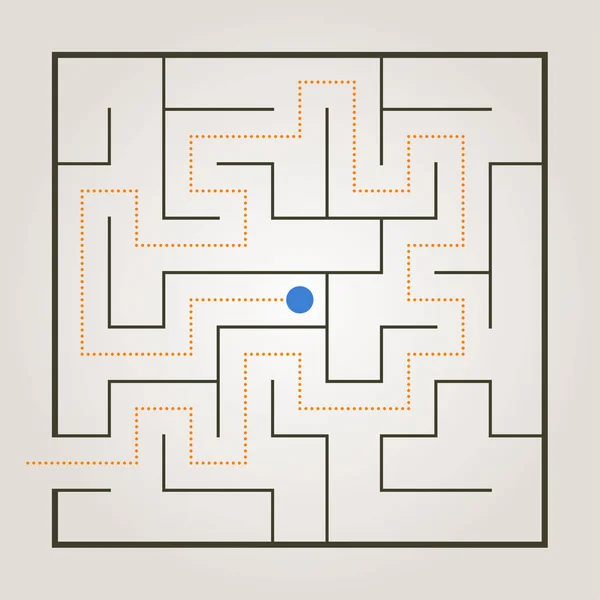 Enkel Labyrint Med Sökvägen Lösning — Stock vektor