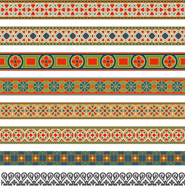 Grande Serie Decorativo Bordo Ornamentale Senza Cuciture — Vettoriale Stock