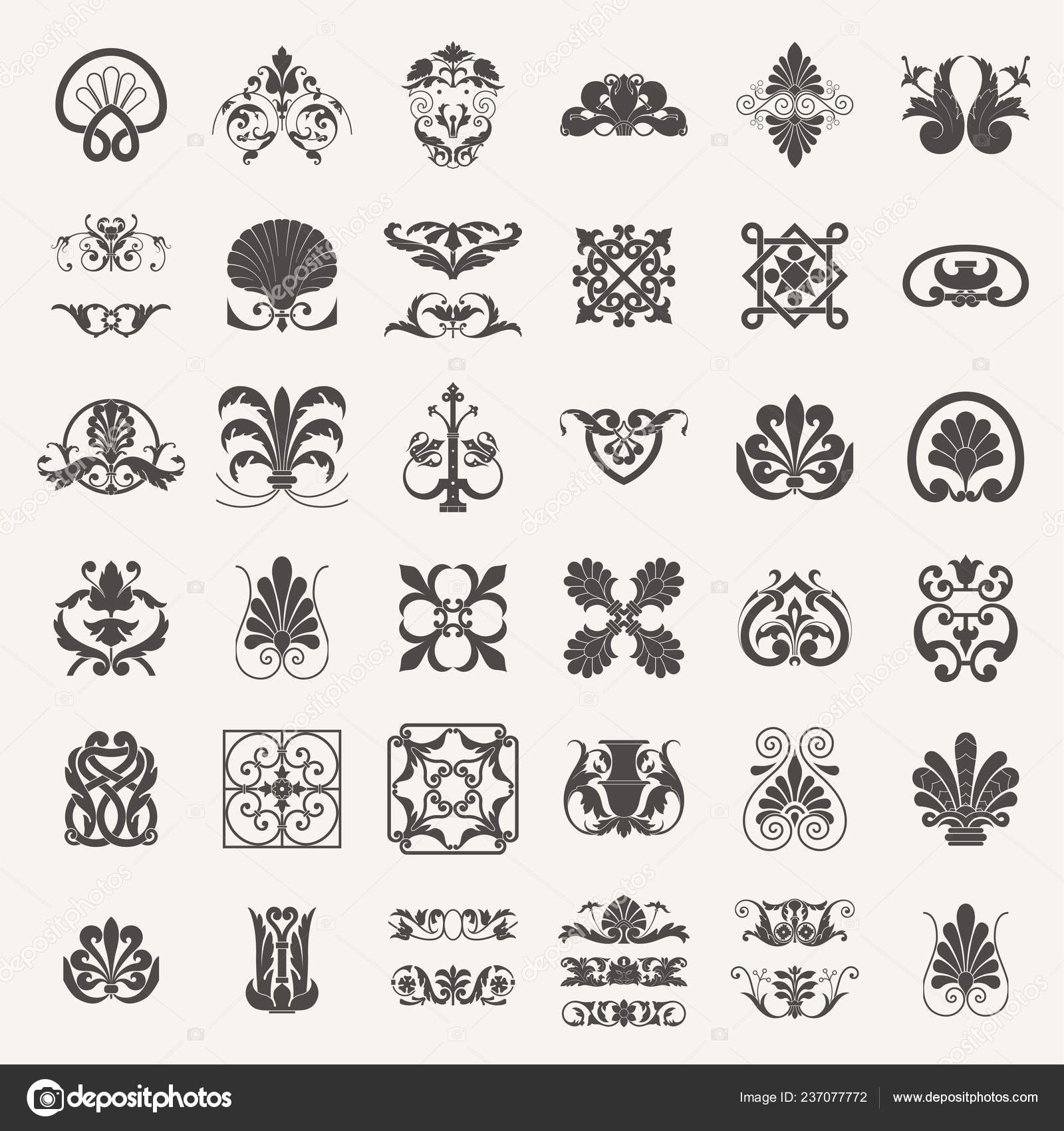 Vintage Baroque Ornaments Elements Set Retro Pattern Antique Style Stock  Vector by ©vtorous 237077772, image size:1600x1700