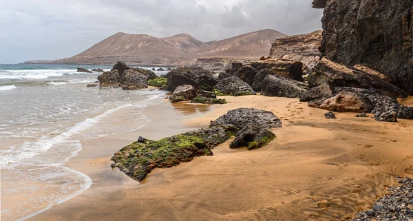 Solapa Virgin Gold Colored Sandy Beach Fuerteventura Canary Islands — Stock Photo, Image