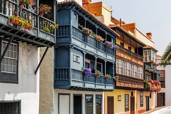 Berühmte Farbenfrohe Häuser Santa Cruz Palma Kanarische Inseln — Stockfoto