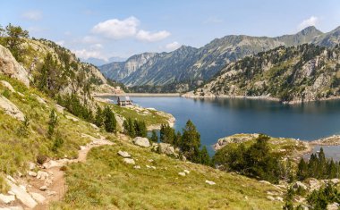Trail Along Lake Colomers in Aiguestortes National Park, Catalan Pyrenees clipart