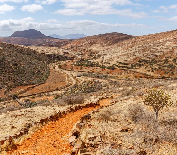 Pfad Über Vulkanlandschaft Auf Fuerteventura Kanarische Inseln — Stockfoto