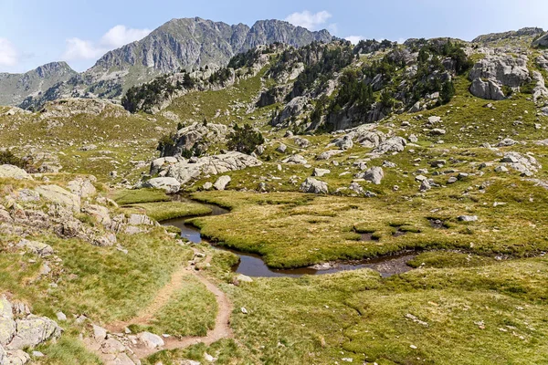 Katalan Pyrenees Güzel Bir Vadi Geçiş Creek — Stok fotoğraf