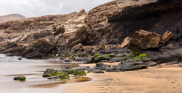 Solapa Dziewica Złotymi Piaszczysta Plaża Wyspie Fuerteventura Wyspy Kanaryjskie — Zdjęcie stockowe