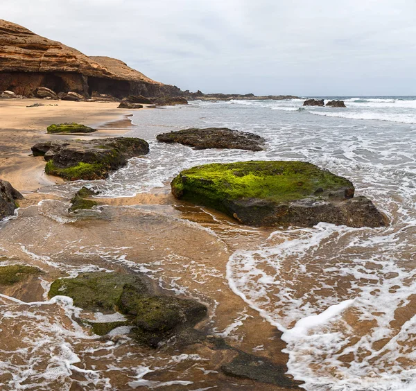 Solapa Uma Praia Areia Virgem Cor Dourada Fuerteventura Ilhas Canárias — Fotografia de Stock