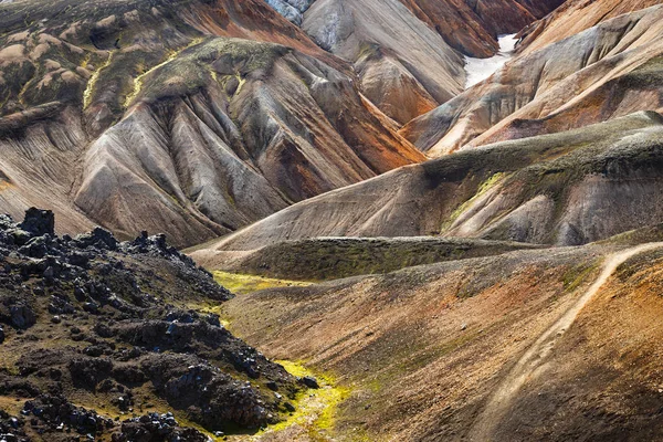 Многоцветные горы Ландманналогара, Исландия — стоковое фото