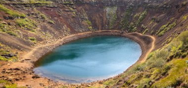 Panoramic view of Kerid Crater in Iceland clipart