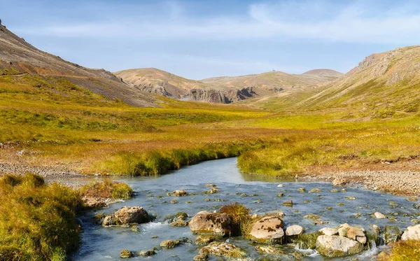 Rio através de Reykjadalur Hot Spring Area na Islândia — Fotografia de Stock