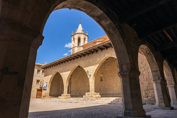 Square Cristo Rey Cantavieja Teruel Aragon Spain — Stock Photo, Image