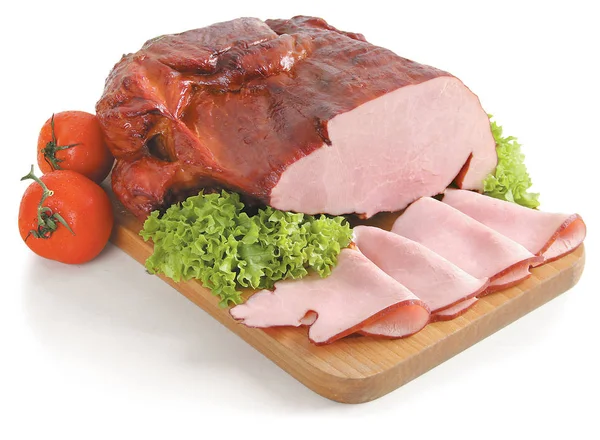 Ham met blad geïsoleerd op witte achtergrond ham met blad geïsoleerd — Stockfoto