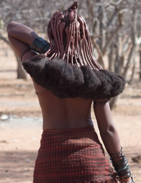 Namíbia Novembro 2016 Himba Mulher Aldeia — Fotografia de Stock