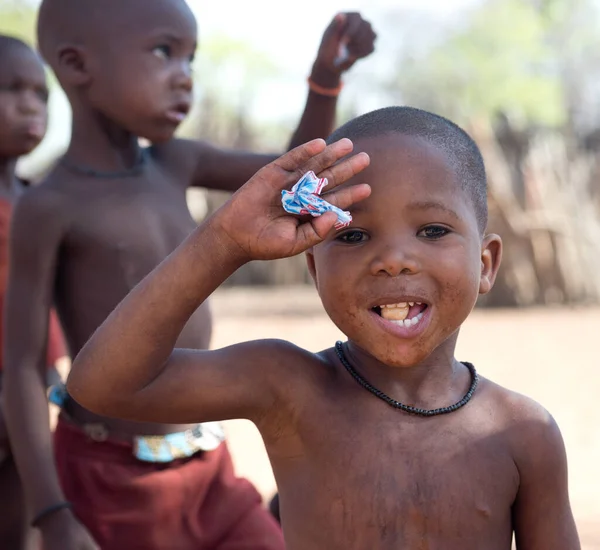Namíbia Novembro 2016 Himba Crianças Aldeia — Fotografia de Stock