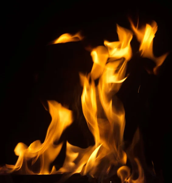 Flammes Feu Avec Étincelles Sur Fond Noir — Photo
