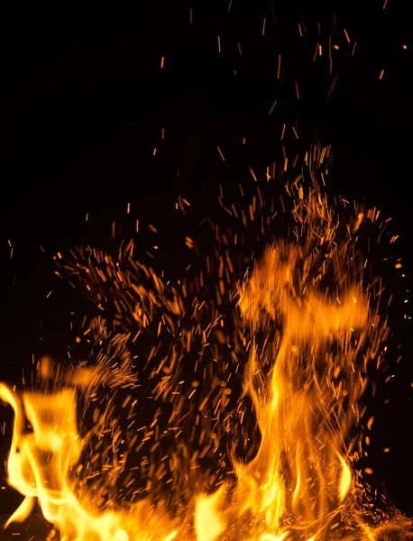 Fire Flames Sparks Black Background — Stock Photo, Image