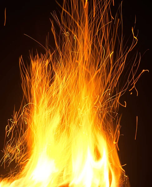 Fire Flames Sparks Black Background — Stock Photo, Image