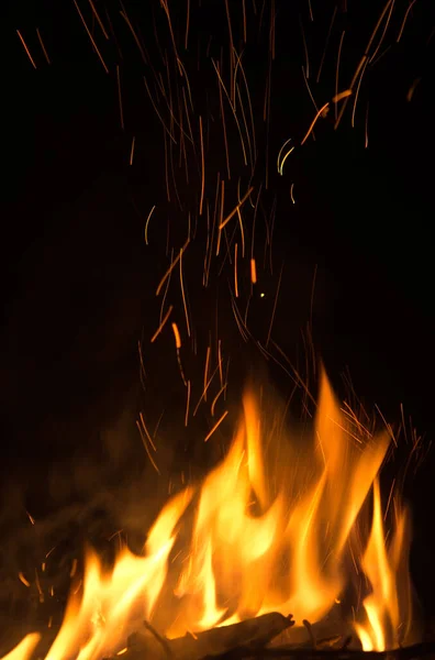 Fire Flames Sparks Black Background — Stock Photo, Image