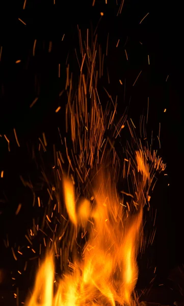 Fire Flames Sparks Black Background — Stock Photo, Image