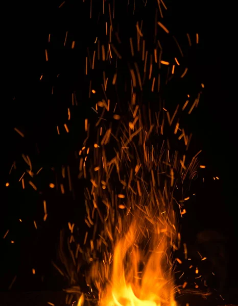 Fire Flames Sparks Black Background — Stock Photo, Image