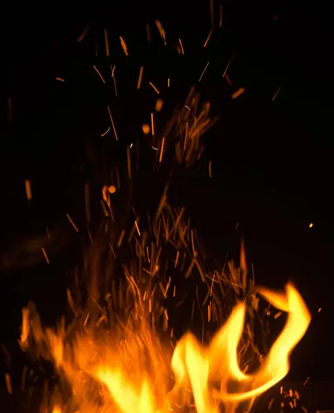 Fire Flames Sparks Black Background — Stock Photo, Image