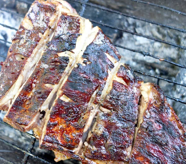 Mutton Grilled Ribs Close — Stock Photo, Image