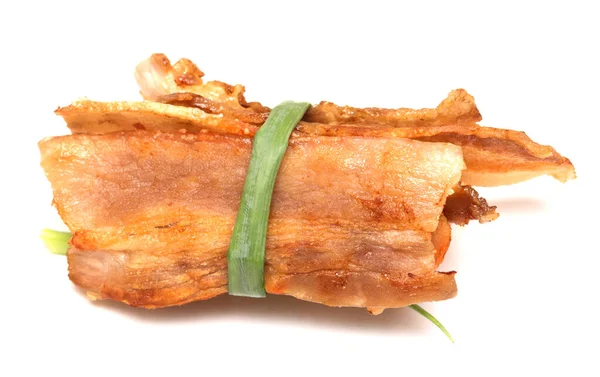 Grillad Bacon Isolerad Vit Bakgrund — Stockfoto