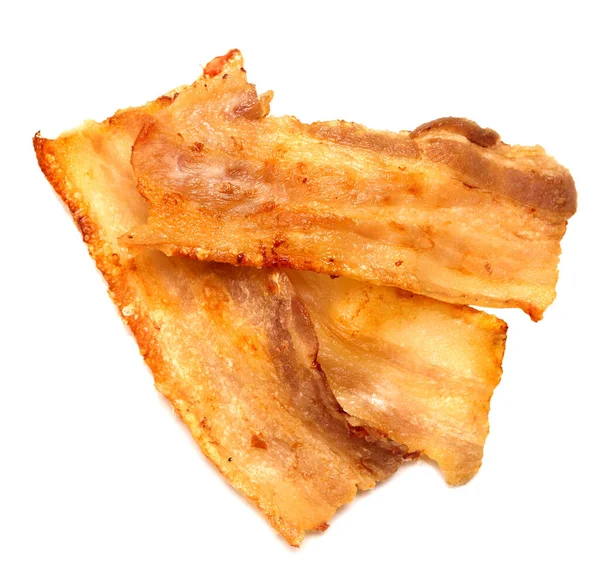 Bacon Frito Isolado Fundo Branco — Fotografia de Stock