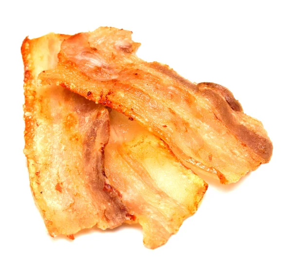Bacon Frito Isolado Fundo Branco — Fotografia de Stock