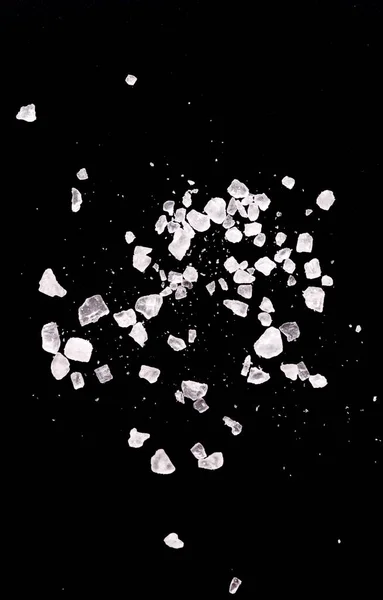 White Salt Black Background — Stock Photo, Image