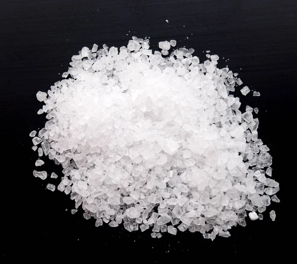 White Salt Black Background — Stock Photo, Image