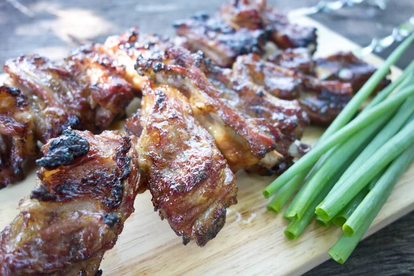 Grilled Ribs Green Onion — Stock Photo, Image