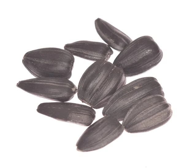 Pile Black Sunflower Seeds Isolated White Background — Stock Photo, Image