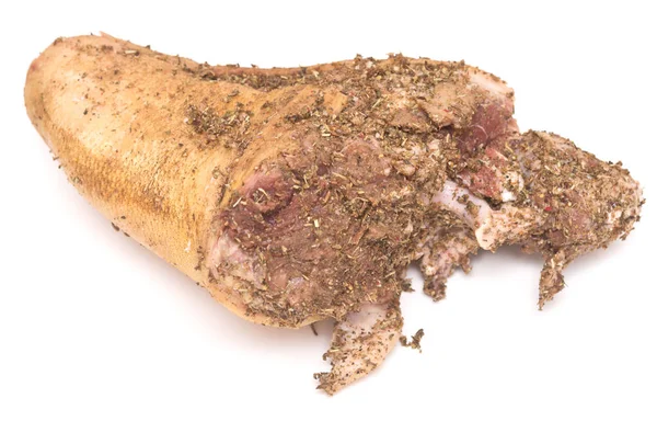 Roh Marinierte Schweinshaxe Bereit Zum Kochen Isoliert Auf Weißem Hintergrund — Stockfoto