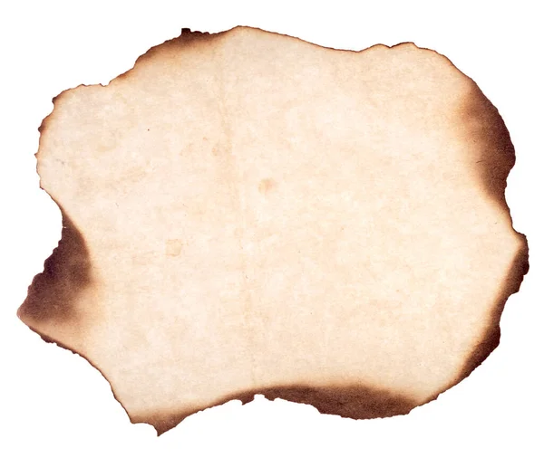 Starý Papír Spálenými Okraji Izolované Bílém Pozadí — Stock fotografie