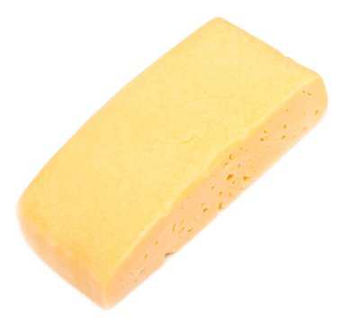 beyaz arkaplanda izole edilmiş peynir parçası