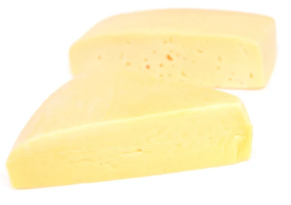 Dos Trozos Queso Aislados Blanco — Foto de Stock