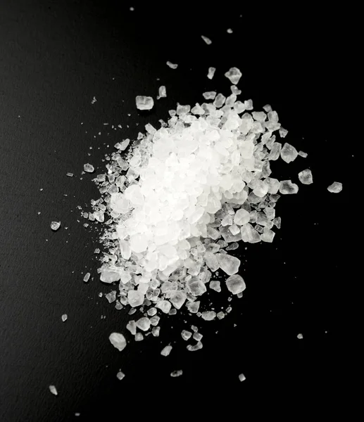 Pile Sea Salt Black Background — Stock Photo, Image