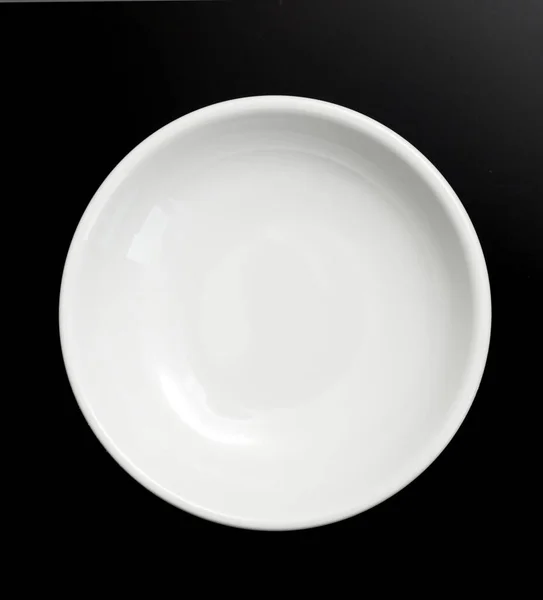 White Plate Black Background — Stock Photo, Image