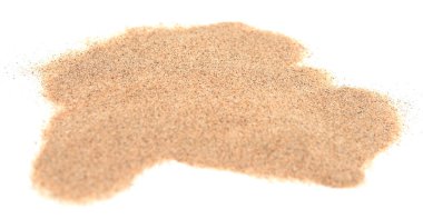 Beyaz arkaplanda izole edilmiş kum yığını