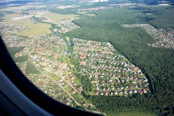 Vista Aérea Janela Avião Distrito Moscou — Fotografia de Stock