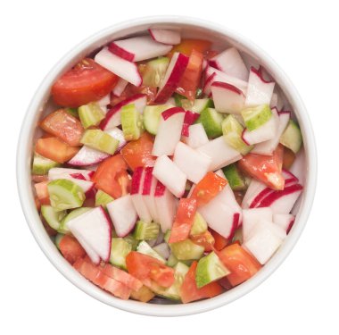 Beyaz arka planda sağlıklı bir salata