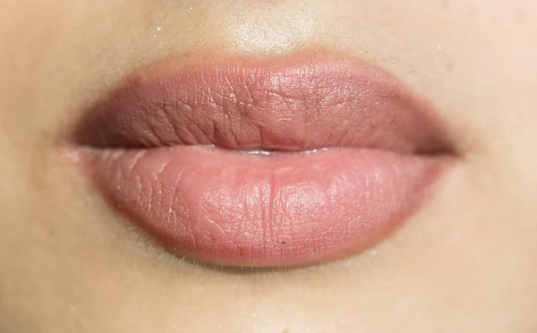 Close Shot Van Natuurlijke Vrouw Lippen — Stockfoto