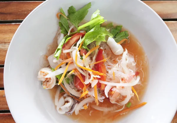 Salade Thaïlandaise Aux Crevettes Verre Nouilles — Photo