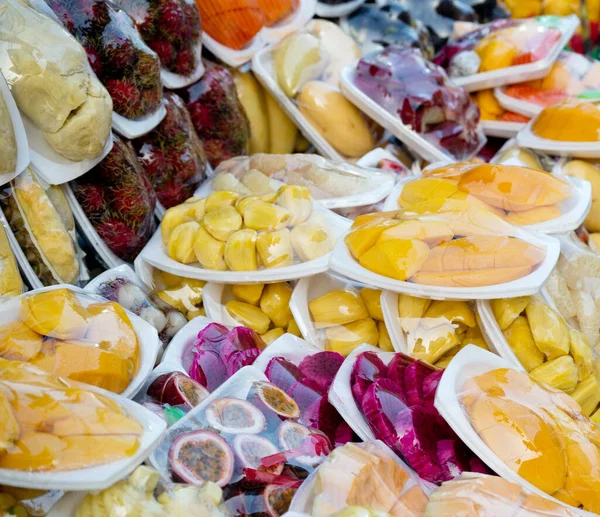 Frutas Rodajas Bolsas Plástico — Foto de Stock