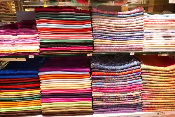 Stacks Colorful Headscarfs Textile — Stock Photo, Image