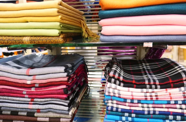 Stacks Colorful Headscarfs Textile — Stock Photo, Image