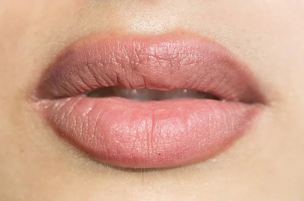 Close Shot Van Vrouw Lippen — Stockfoto